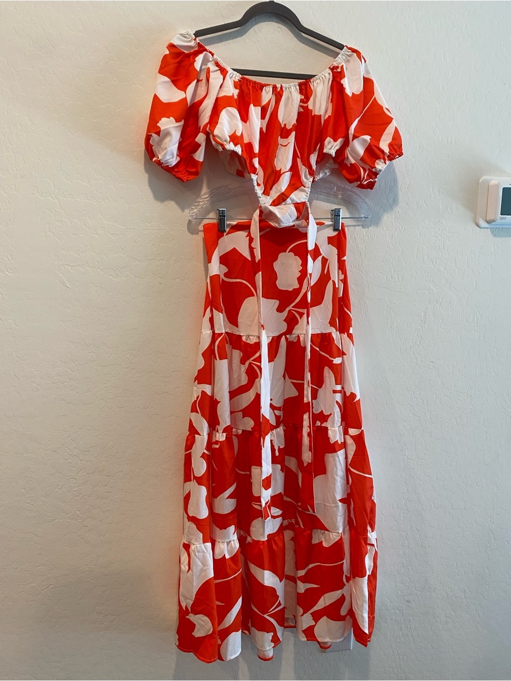Orange & White Floral Off-Shoulder Maxi Dress - Picture 2 of 8